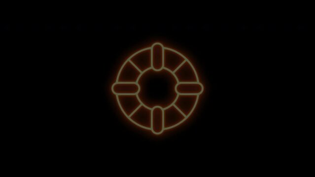 Lifebuoy animation, neon glow on black background