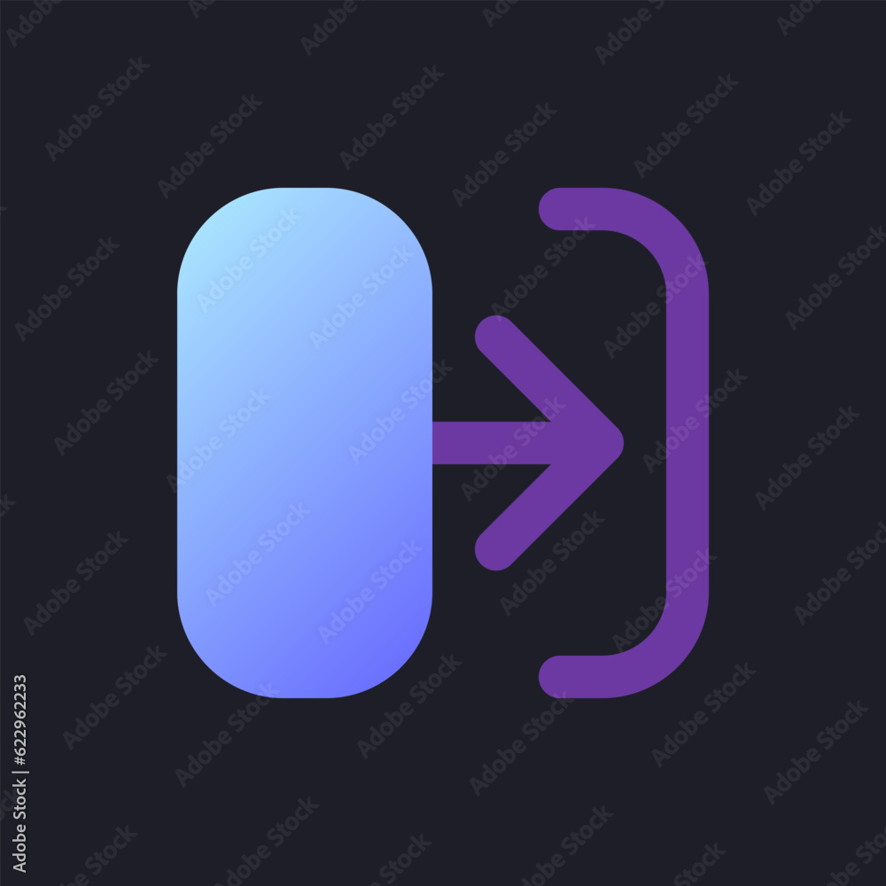 Poster transition flat gradient fill ui icon for dark theme. connect shots in video footage. post-productio