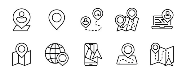 location line icon collection global map navigation pinpoint direction symbol illustration vector design