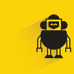 robot character with shadow on yellow background
