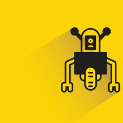 robot character with shadow on yellow background