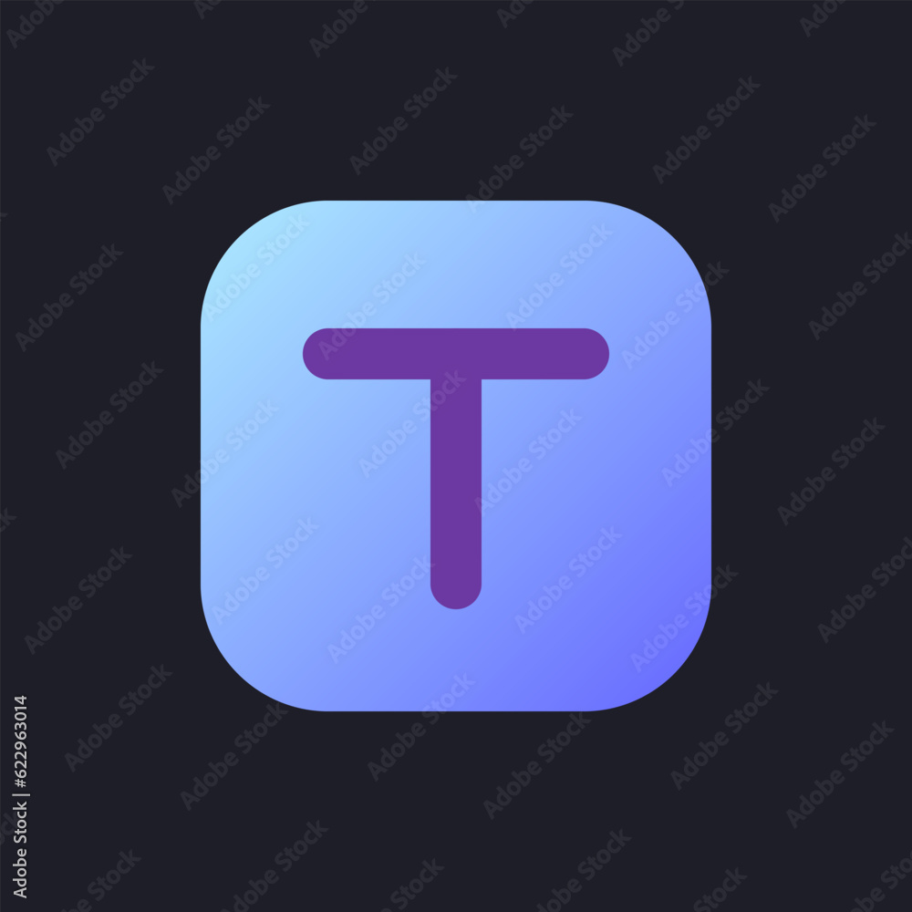 Poster text overlay flat gradient fill ui icon for dark theme. adding caption to video. footage editing too