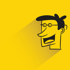 male face with shadow on yellow background