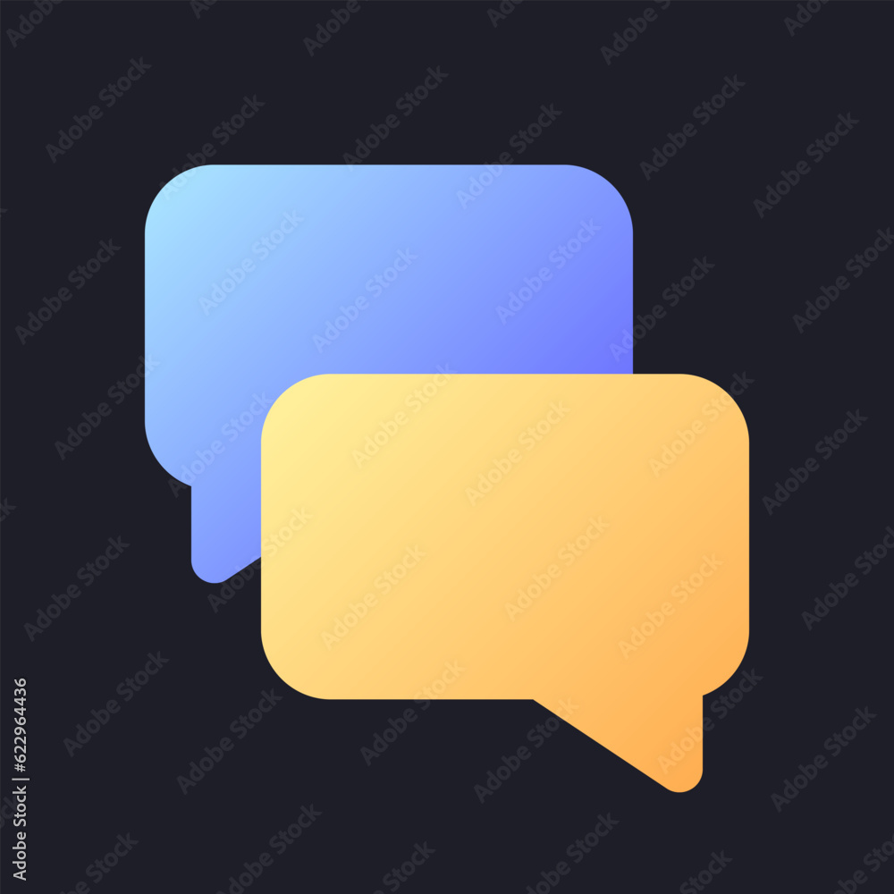 Poster messenger flat gradient fill ui icon for dark theme. share information. send file. chat bubbles. pix