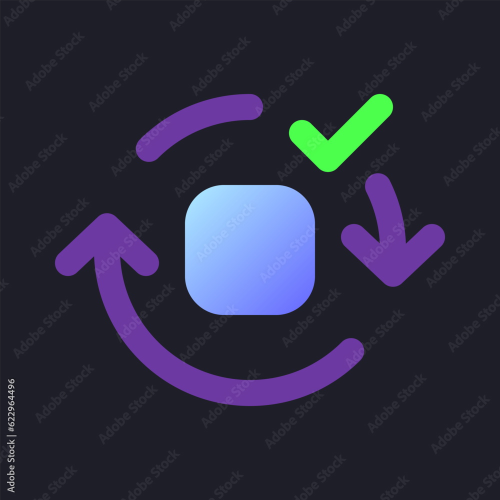 Poster applying spin motion effect flat gradient fill ui icon for dark theme. added video transition. pixel
