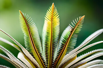 Close up of leaf of the wild plant in the jungle blurred background