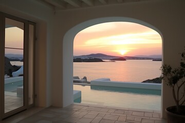 Perfect sunset on Mediterranean island with sea views and luxurious accommodation