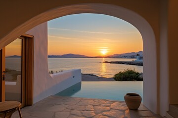 Perfect sunset on Mediterranean island with sea views and luxurious accommodation