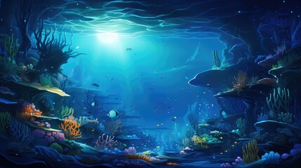 Fototapeta na wymiar an underwater background showcasing diverse marine life
