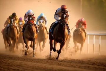 Horse racing competition - running towards finish line