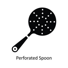 Perforated Spoon Vector   solid Icon Design illustration. Kitchen and home  Symbol on White background EPS 10 File