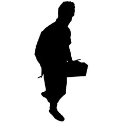 silhouette of a work with a box