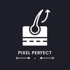 Goosebumps white solid desktop icon. Emotional arousal. Nervous system. Hair raising on skin. Pixel perfect, outline 4px. Silhouette symbol for dark mode. Glyph pictogram. Vector isolated image