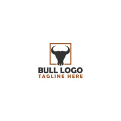 Bull head logo. Buffalo Head Design Simple Template Silhouette isolated on white background
