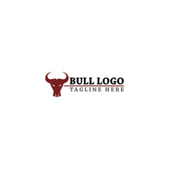 Bull head logo. Buffalo Head Design Simple Template Silhouette isolated on white background