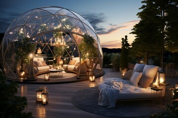 Living space dome floor. Generate Ai