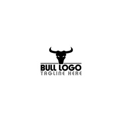 Bull head logo. Buffalo Head Design Simple Template Silhouette isolated on white background