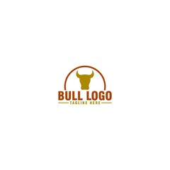 Bull head logo. Buffalo Head Design Simple Template Silhouette isolated on white background