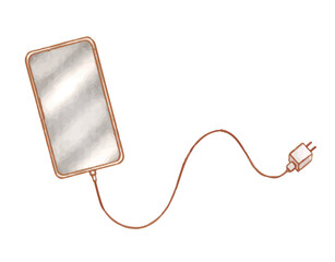 Smartphone with charger adapter watercolor