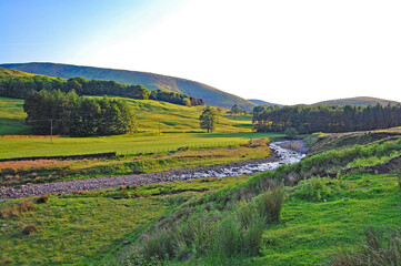 
A wide Panorama of the scenic Trough Of Bowland a popular tourist destination in Lancashire UK