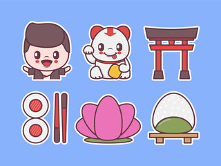 Japanese vector elements, illustration, icon, stickers.