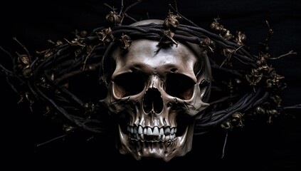 A skull with thorns. Great for horror, fantasy, macabre, dark fantasy, gothic and more. 