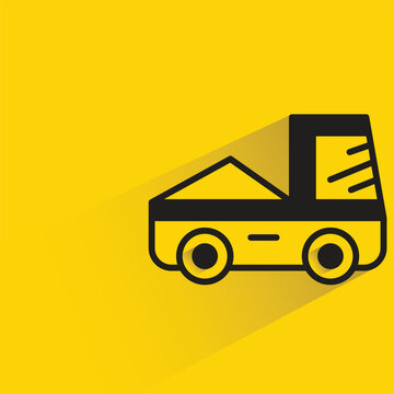 lorry truck with shadow on yellow background