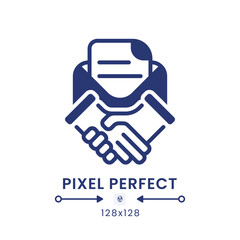 Contract management black solid desktop icon. Digital filing cabinet. Operations software. Pixel perfect 128x128, outline 4px. Silhouette symbol on white space. Glyph pictogram. Isolated vector image