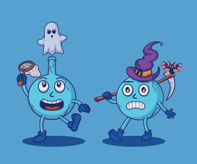 Vector halloween with potion bottle illustration of cute characters set