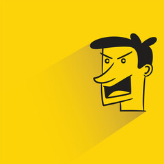 funny face with shadow on yellow background