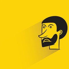 beard man face with shadow on yellow background