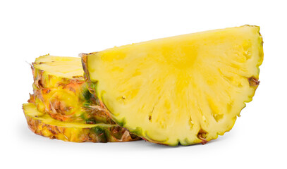 Slices of tasty ripe pineapple isolated on white