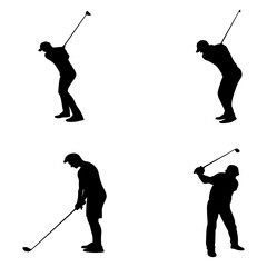 Golf player silhouettes man. For design decoration. Vector illustration.