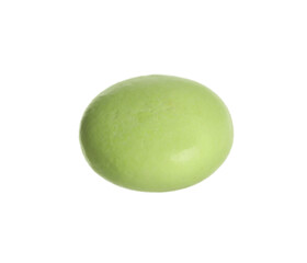 One light green pill on white background. Medicinal treatment