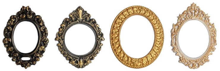 Set of different vintage frames on white background