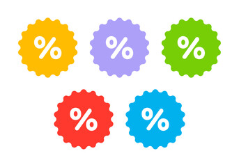 Set of Percentage Sale Star Labels