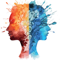 Vector Illustration of Complementary Bipolar Heads