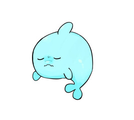 悩むイルカのゆるキャライラスト