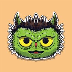 Cute little monster face illustration