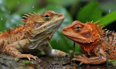 Fototapeta premium Vibrant World: A Kaleidoscope of Colorful Chameleons in their Natural Habitat GENERATIVE AI, AI GENERATIVA