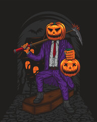 Halloween jack o lantern with pumpkin