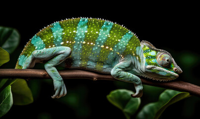 Obraz premium Vibrant World: A Kaleidoscope of Colorful Chameleons in their Natural Habitat GENERATIVE AI, AI GENERATIVA