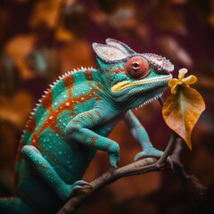 Obraz premium Vibrant World: A Kaleidoscope of Colorful Chameleons in their Natural Habitat GENERATIVE AI, AI GENERATIVA