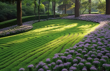 Obraz premium garden park with flowers and green