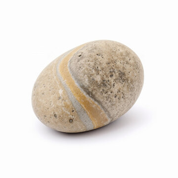 One pebble stone on white background. Generative AI.
