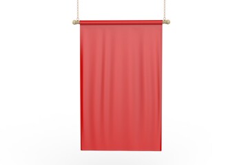 Blank hanging banner 3d illustration template.