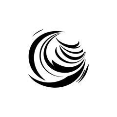 Black  round swirling, isolated on white background,  vector illustration.
