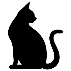 black cat silhouette, vector art, isolated on white background, vector illustration.