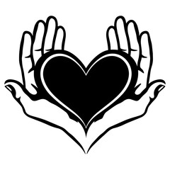 Obraz premium Hands holding heart, vector art, isolated on white background , vector illustration.