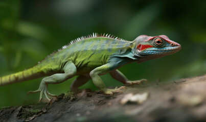 Fototapeta premium Vibrant World: A Kaleidoscope of Colorful Chameleons in their Natural Habitat GENERATIVE AI, AI GENERATIVA
